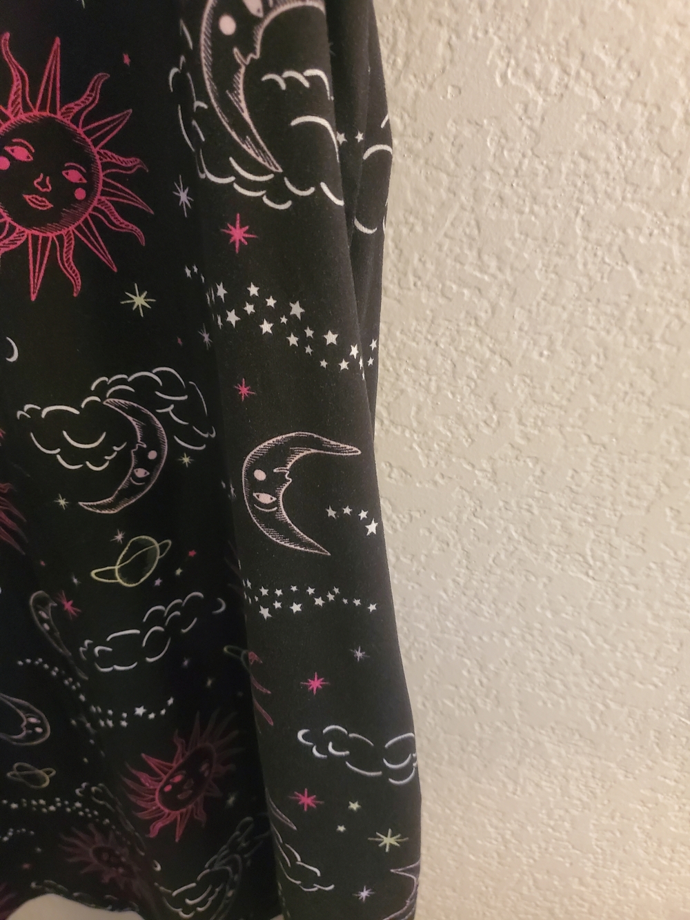 Joyspun Women's Black Nightshirt with Pink Sun & Celestial Print - Picture 9 of 13